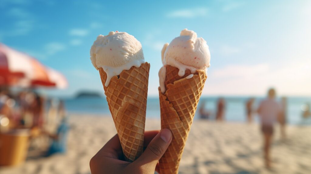 Kalorien in einer Kugel Eis und Waffel