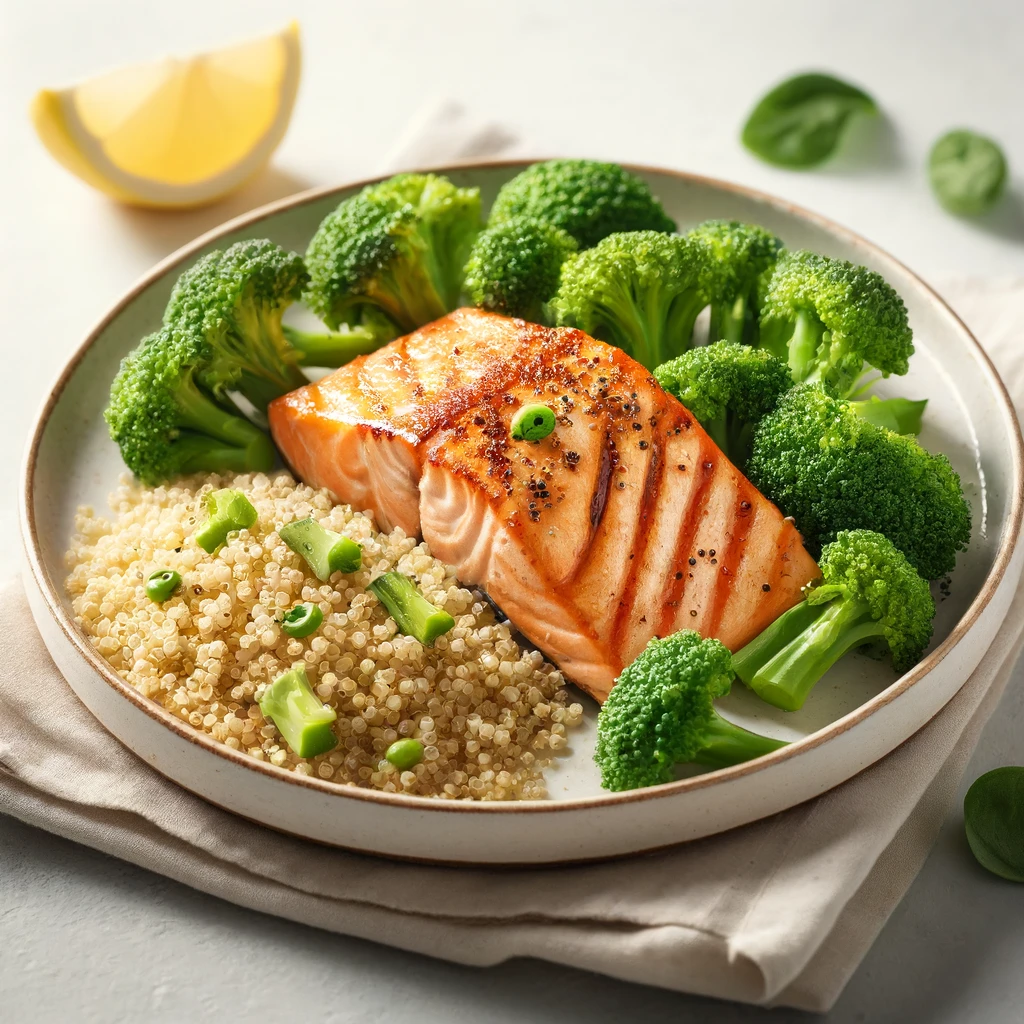 Sirtfood: Gegrillter Lachs mit Quinoa und Brokkoli